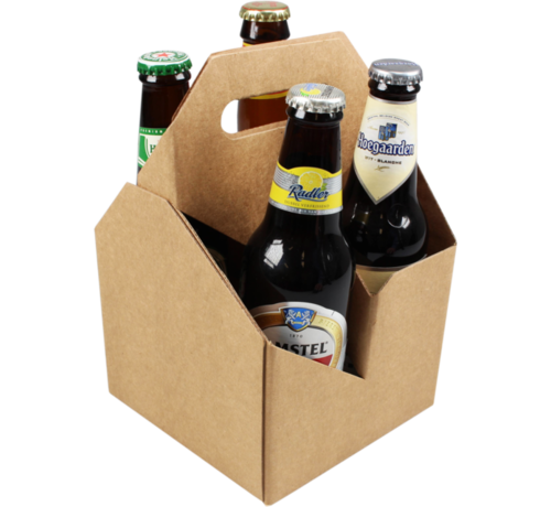 Specipack Porte-bouteilles en carton - pour 4 bouteilles - bière - paquet de 15 pièces