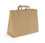 Papieren tas 34 x 20 x 35 cm - Draagtas papier bruin platte handgreep - Doos met 200 stuks