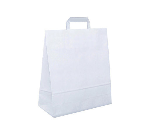 Specipack Sacs en papier blancs - 25 x 11 x 32 cm - Poignées plates - 250 pièces