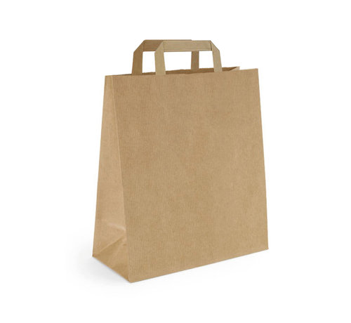 Specipack Papieren tas 25 x 11 x 32 cm - Draagtas papier bruin platte handgreep - Doos met 200 stuks