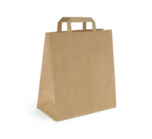 Specipack Papieren tas 32 x 17 x 39 cm - Draagtas papier bruin platte handgreep - Doos met 200 stuks