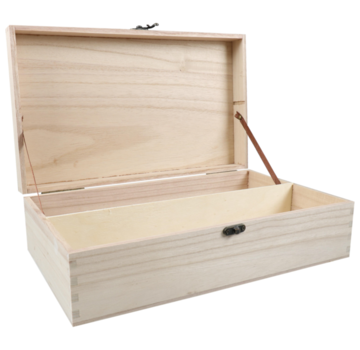 Specipack Wijnkist hout voor 2 flessen - met kliksluiting - 36 cm x 20 cm x 10 cm