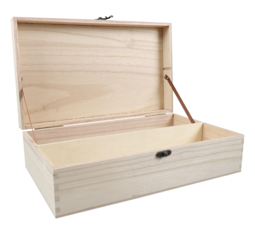 Specipack Wijnkist hout voor 2 flessen - met kliksluiting - 36 cm x 20 cm x 10 cm