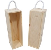 Specipack Coffret à vin en bois pour 1 bouteille - avec couvercle coulissant - 35 cm x 10,8 cm x 11 cm - avec cordon de transport