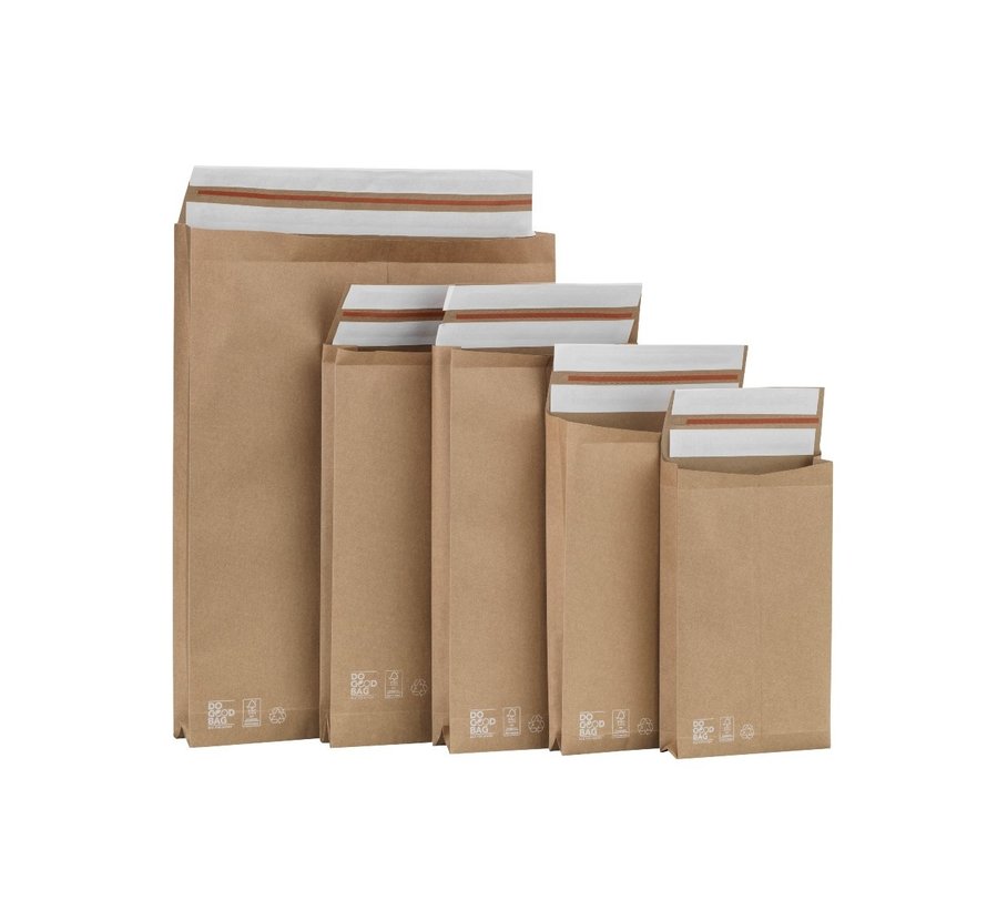 Papieren verzendzakken - do good bag - 380 x 480 x 80 mm - 135g - met retourstrip - 100 stuks