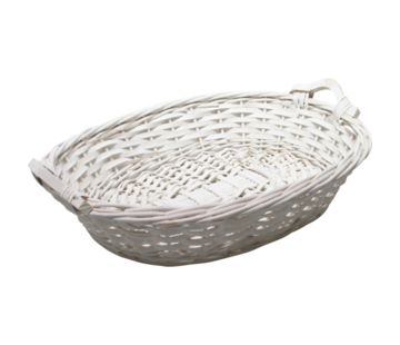 Specipack Panier en osier - blanc - ovale - avec oreilles - 43x33x9.5cm