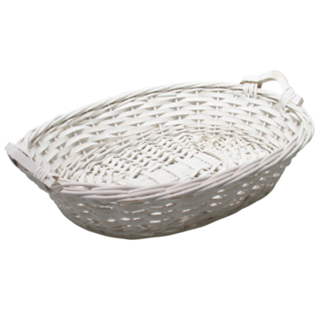 Specipack Panier en osier - blanc - ovale - avec oreilles - 43x33x9.5cm