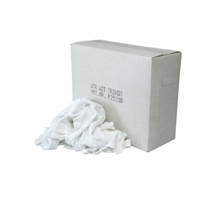 Poetslappen WTR -  witte tricot met gekleurd randje - 10 kg (50st)