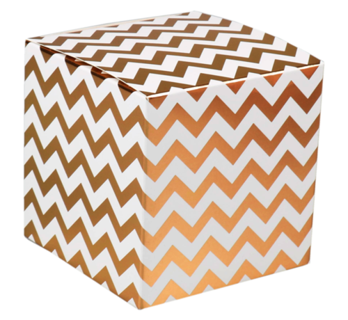 Specipack Boîte cadeau - Chevron - 8x8x8cm - blanc/or - 25 pièces