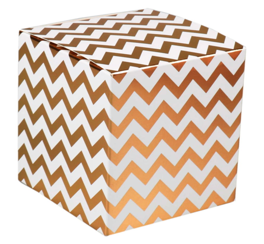 Geschenkdoos - Chevron - 8x8x8cm - wit/goud - 25 stuks