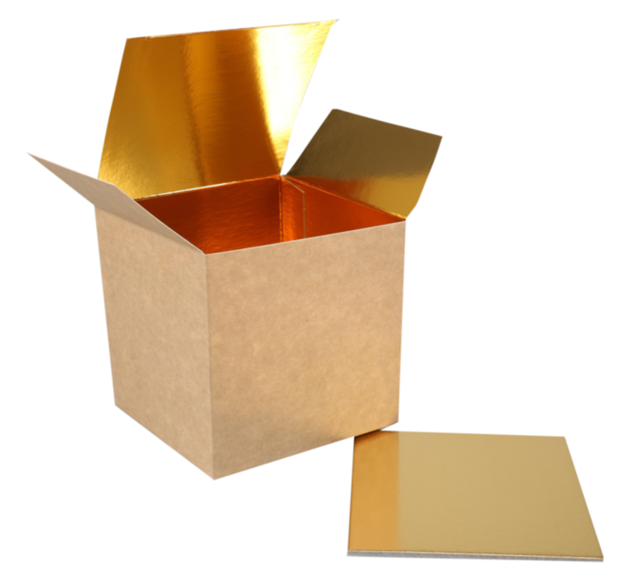 Boîte cube - carton + PP, 8x8x8cm - naturel - 25 pièces