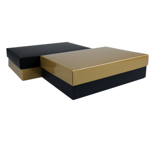 Specipack Boîte cadeau - carton -30x21x8cm - noir/doré - 10 pièces
