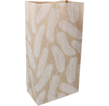 Specipack Sac cadeau - Fond bloc - Papier kraft - 16x9,5x31cm - Plumes - 50 pièces