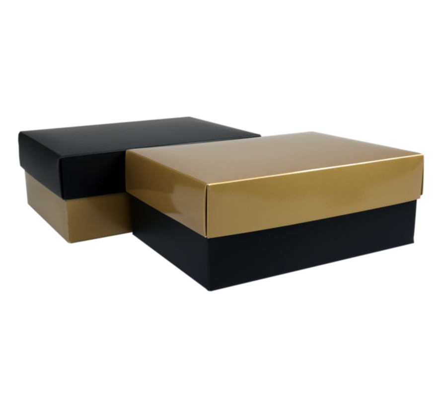 Geschenkdoos - karton -15x21x8cm - zwart/goud - 10 stuks