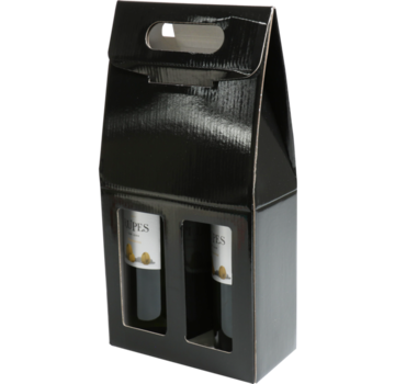 Specipack Wijnflestas voor 2 flessen - karton - 193x327x93mm - zwart - 25 stuks