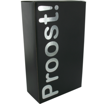 Specipack Luxe Flesdoos voor 2 flessen - Proost - karton - 18x9x33cm - zwart - 10 stuks