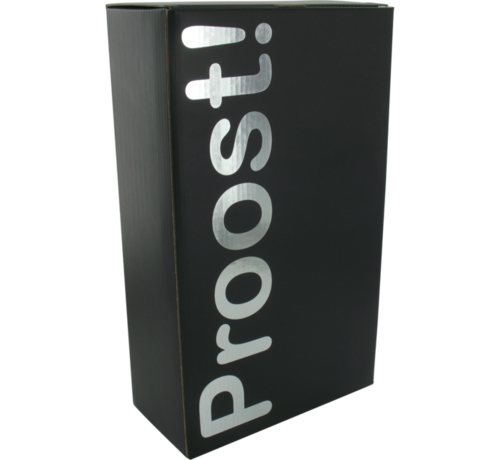 Specipack Luxe Flesdoos voor 2 flessen - Proost - karton - 18x9x33cm - zwart - 10 stuks
