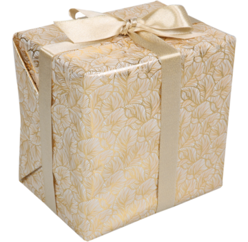 Specipack Papier cadeau - 30cmx200m - Feuilles - blanc/doré