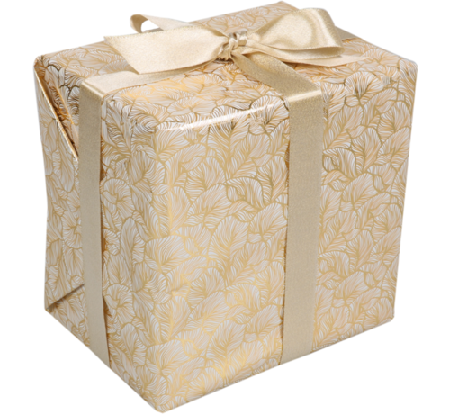 Specipack Papier cadeau - 30cmx200m - Feuilles - blanc/doré