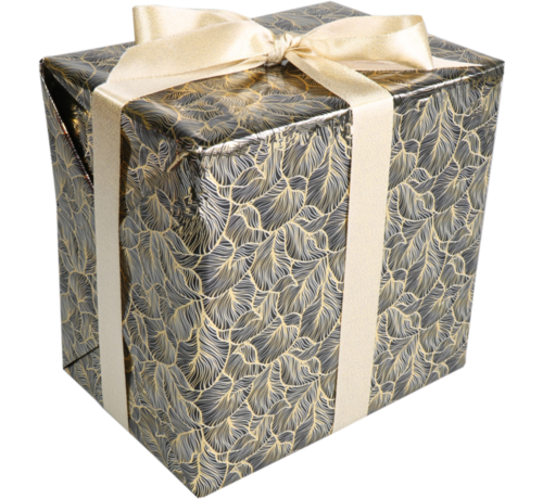 Specipack Papier cadeau - 30cmx200m - Feuilles - noir/doré