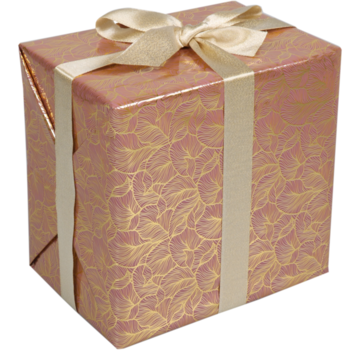 Specipack Papier cadeau - 30cmx200m - Feuilles - rose/doré