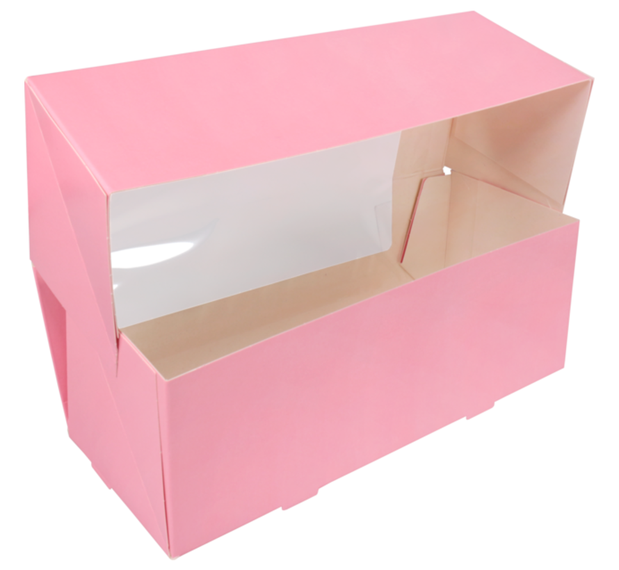 Boîte à fenêtre latérale - carton - 25x10x9cm - rose - 100 pièces