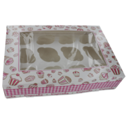 Specipack Boîte à cupcakes - pour 12 pièces - 360x250x80mm - blanc/rose - 100 pièces