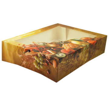 Specipack Boîte traiteur - motif fruits - 26x22x7,5cm - avec fenêtre - 50 pièces