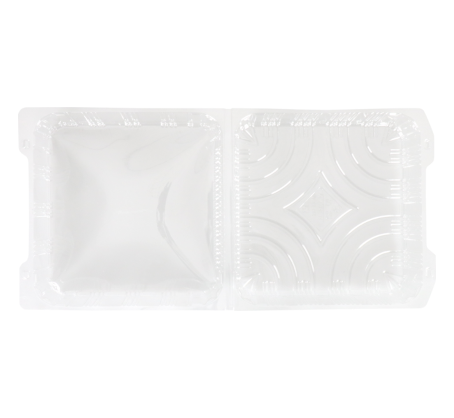 Boîte à gâteaux transparente - 205x205x80mm - avec couvercle à rabat fixe - 210 pièces