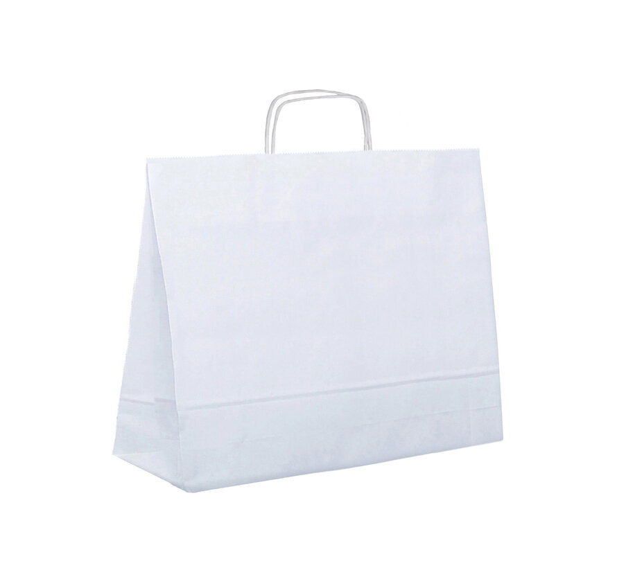 Papieren tasjes - 54 x 14 x 44 cm - Gedraaid Koord of Platte Handgreep - Doos 200 tassen