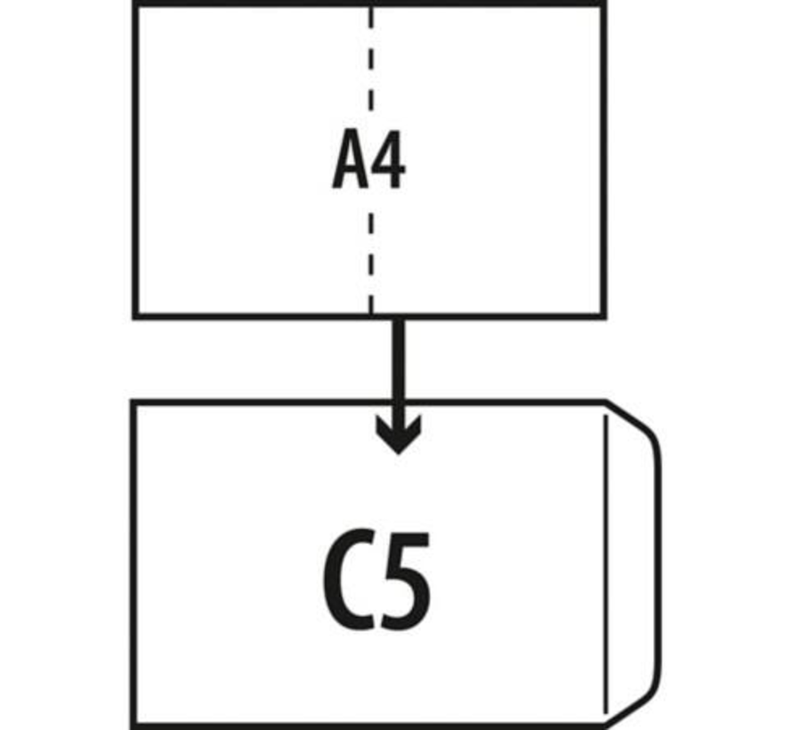 Witte envelop C5 162 x 229 mm venster links doos 500 stuks