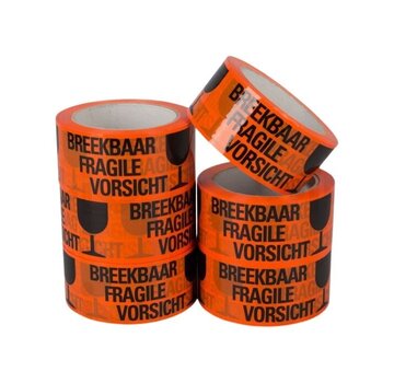 Specipack Breekbaar Tape Oranje/Zwart verpakking van 6 stuks PP Acryl