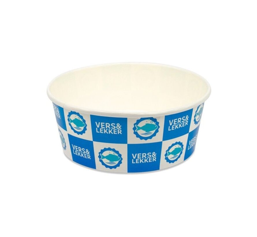 Kartonnen bucket - Vers & Lekker VIS - 42 oz - Ø 175 mm - 300 stuks