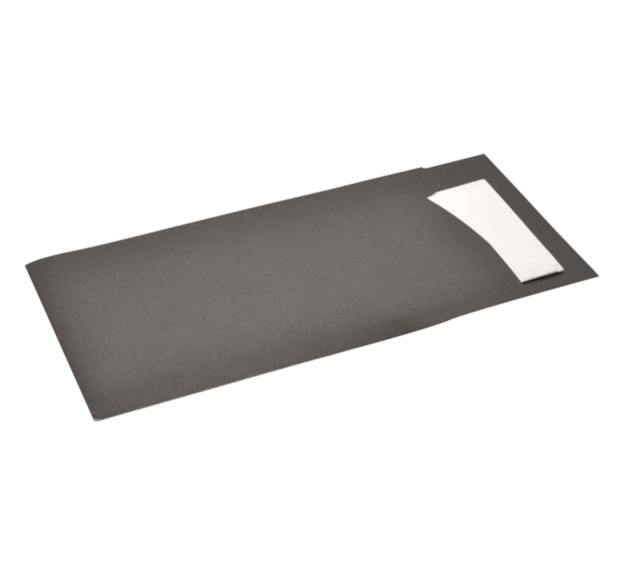 Pochette à couverts noire avec serviette blanche - Espace séparé pour les couverts - Boîte de 500 pièces