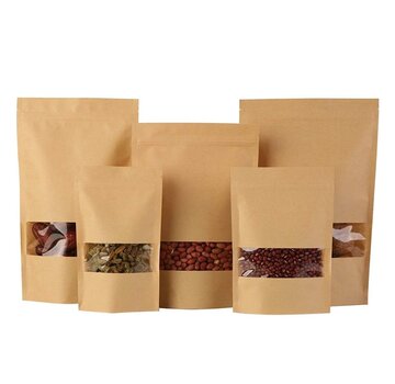 Specipack Stand up pouches kraft - avec fenêtre - 1000ml - 180x225mm - 200 pièces