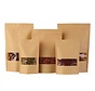 Stand up pouches kraft - avec fenêtre - 500ml - 130x190mm - 200 pièces