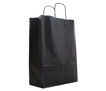 Specipack Sacs en papier noir A4 - 26 x 12 x 35 cm - Cordon torsadé - 100 pièces