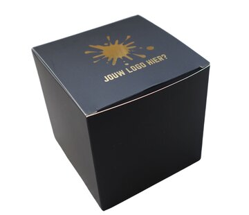 Specipack Zwarte geschenkdoos kubus met foliedruk - 10x10x10cm - 25 stuks met goudfolie