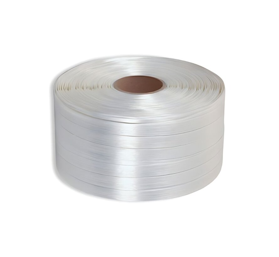 Ruban textile Hot melt - 19 mm x 600 m blanc - Résistance à la traction 550 kg