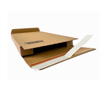 Boîte aux lettres en carton ondulé A4+ marron - Double fermeture auto-adhésive - 350 x 250 x 28 mm - Paquet de 25 pièces