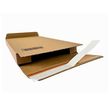 Boîte aux lettres en carton ondulé A4+ marron - Double fermeture auto-adhésive - 350 x 250 x 28 mm - Paquet de 25 pièces