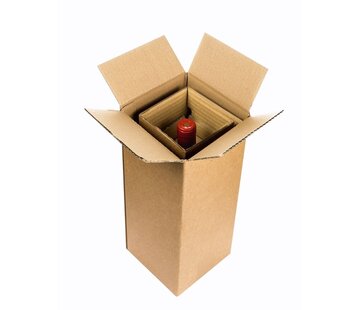 Caisse d'expédition de vin pour 1 bouteille - Avec incrustation - 88 x 88 x 347 mm - Lot de 20 caisses