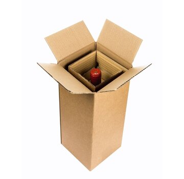 Caisse d'expédition de vin pour 1 bouteille - Avec incrustation - 88 x 88 x 347 mm - Lot de 20 caisses