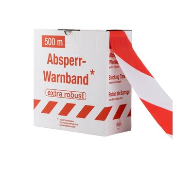 Specipack Afzetlint Rood/Wit - 80 mm x 500 m - Extra sterk 32 my - In dispenserdoos