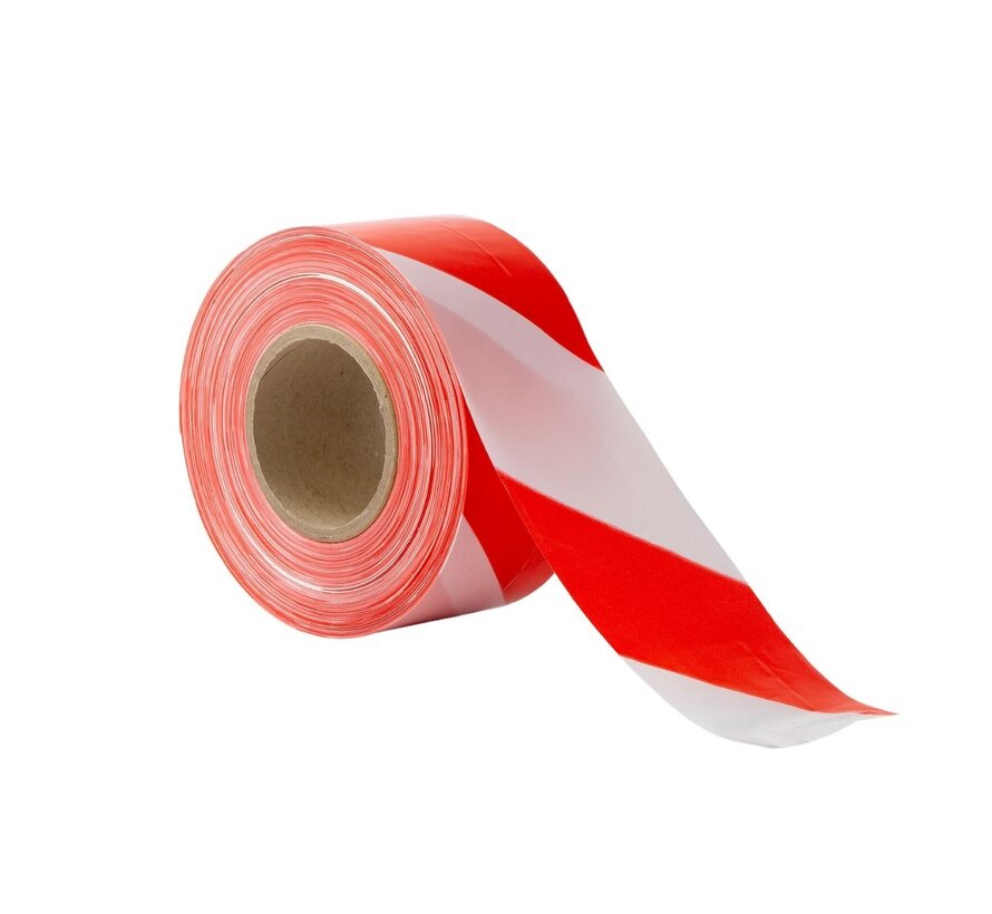 Afzetlint Rood/Wit - 80 mm x 500 m - Extra sterk 32 my - In dispenserdoos