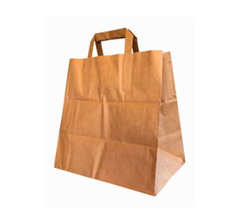 Sacs en papier marron - 26 x 17 x 26 cm - Poignée plate - 250 pièces