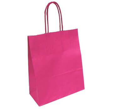 Papieren tasjes roze - 32 x 12 x 41 cm - Gedraaid koord - 250 stuks