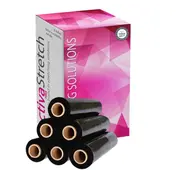 Specipack Stretchfolie Wikkelfolie Handrollen Power Zwart - Palletfolie - 6 rollen 23 my eenzijdig Klevend Zwart - 50 cm x 300 m