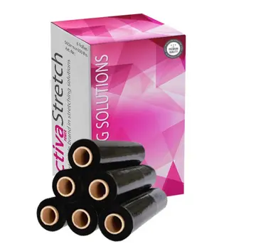 Specipack Film étirable film d'emballage Rouleaux à main Power Black - Film pour palettes - 6 rouleaux 23 mon recto Adhésif Black - 50 cm x 300 m