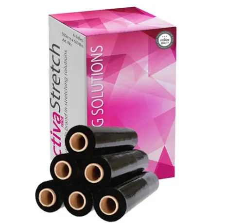 Specipack Stretchfolie Wikkelfolie Handrollen Power Zwart - Palletfolie - 6 rollen 23 my eenzijdig Klevend Zwart - 50 cm x 300 m
